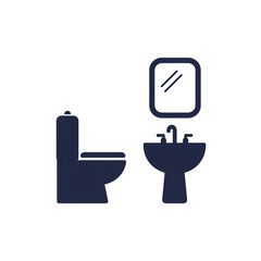 Obraz premium Modern Bathroom Icon Set featuring Toilet Sink and Mirror perfect for web design app icons and branding projects