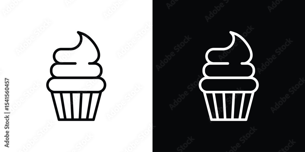 Poster cupcake icon design. simple stroke line vector icon set