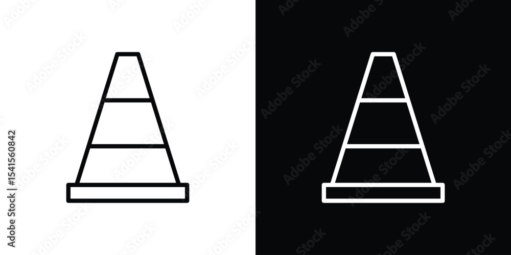 Poster construction cone icon design. simple stroke line vector icon set