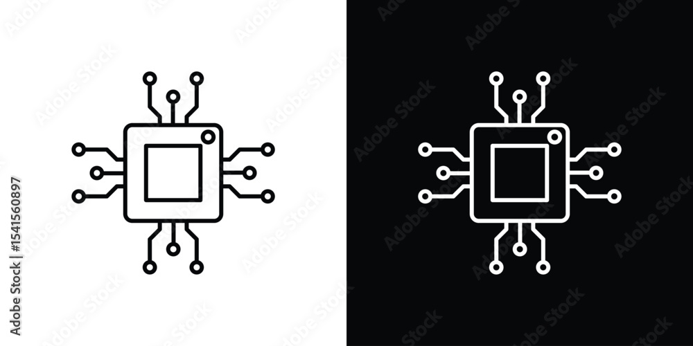 Poster computer science icon design. simple stroke line vector icon set