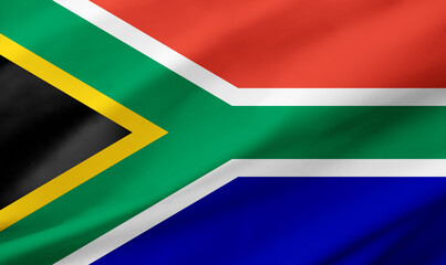 South Africa flag background with waving fabric texture