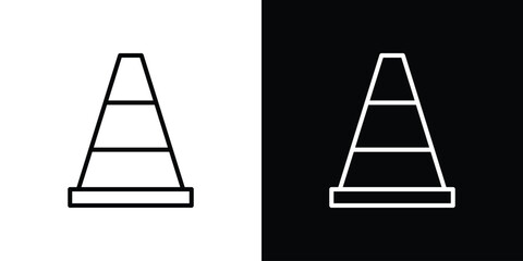 Construction cone icon design. simple stroke line vector icon set