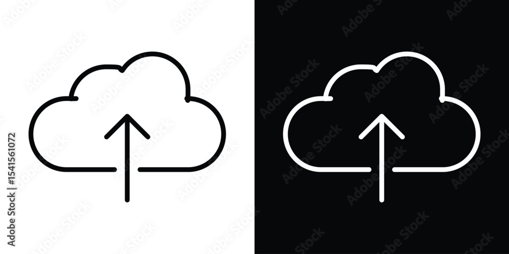 Poster cloud upload icon design. simple stroke line vector icon set