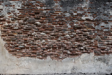 Old weathered red brick wall background