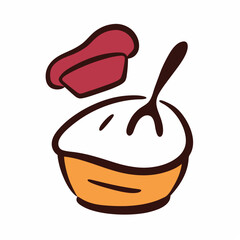 Chef hat above mixing bowl with spoon