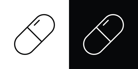 Capsule icon design. simple stroke line vector icon set