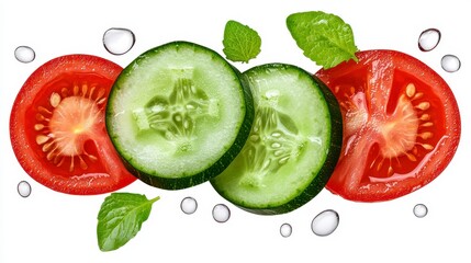 Set of strawberries slice and floating in the air isolated on white background. Delicious red fruit segments levitate against a pristine backdrop a vibrant image perfect for culinary