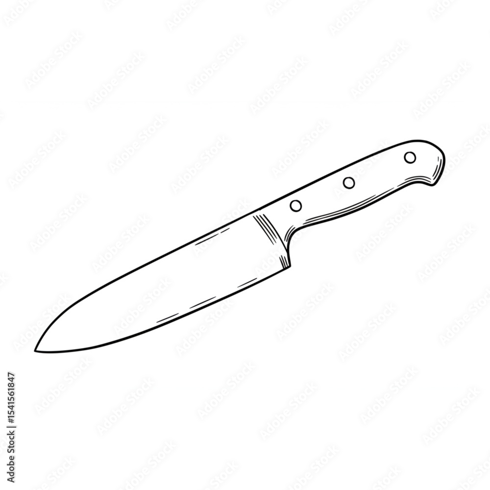 Poster a sharp chef knife sketch perfect for culinary branding logos menus or cookbook designs offering a c