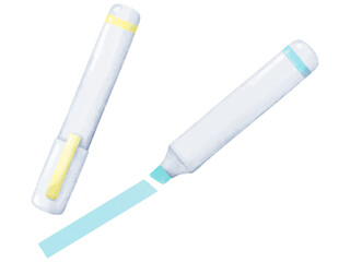 水彩画風の2本の蛍光ペン