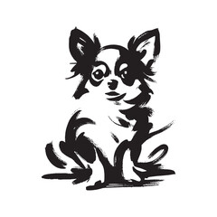 Chihuahua sitting ink brush sketch vector illustration	