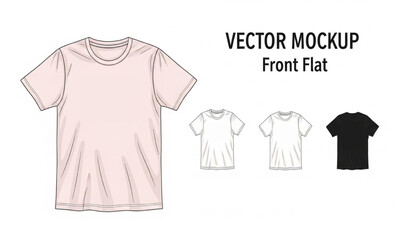 Vector mockup front flat of t-shirts on white background
