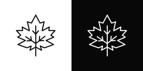 Autumn leaf canadian icon design. simple stroke line vector icon set