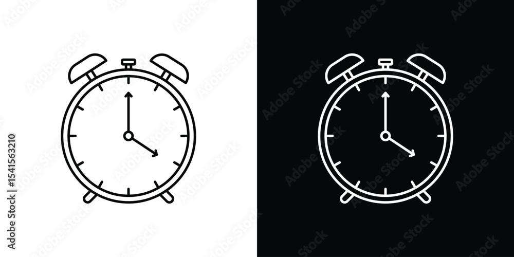 Poster alarm clock icon design. simple stroke line vector icon set