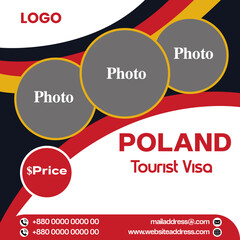 Poland Tourist Visa Flyer Template – Modern Travel Agency Brochure Design