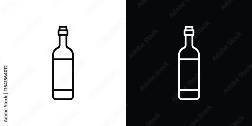 Poster wine bottle icon design. simple stroke line vector icon set
