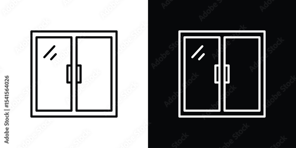 Poster window icon design. simple stroke line vector icon set