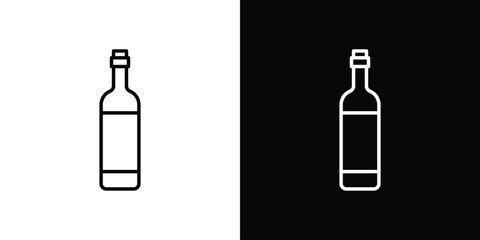 Wine bottle icon design. simple stroke line vector icon set