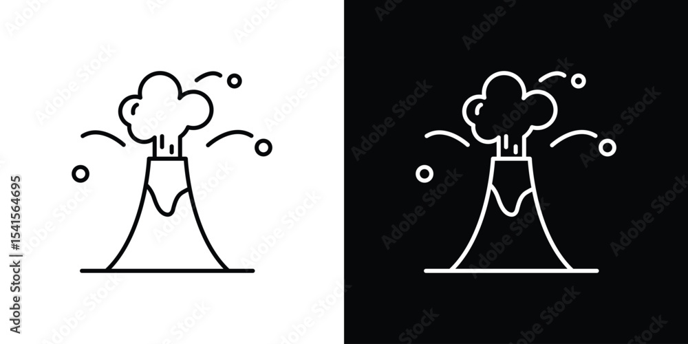 Poster volcano icon design. simple stroke line vector icon set