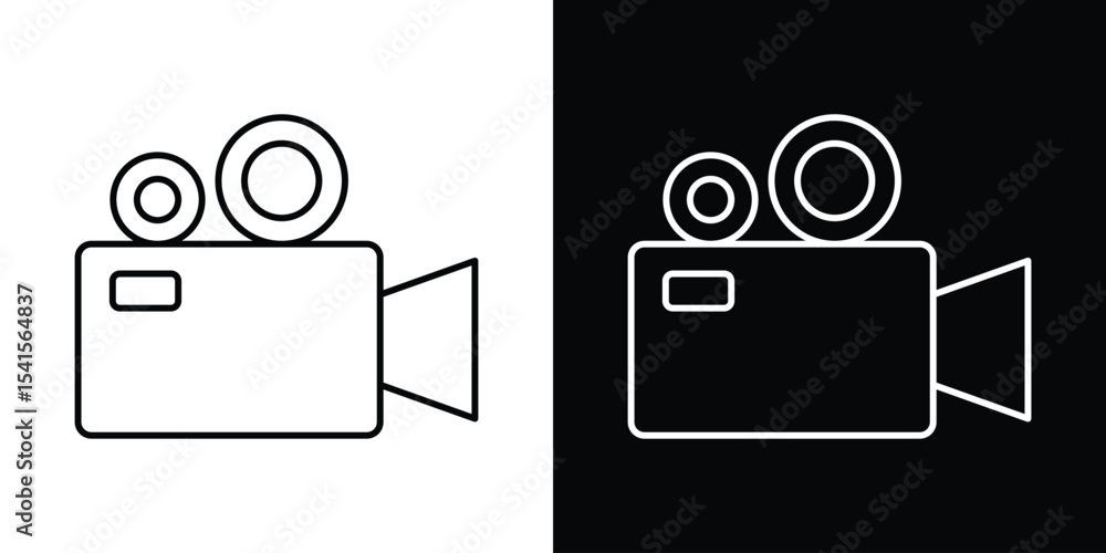 Poster video camera icon design. simple stroke line vector icon set