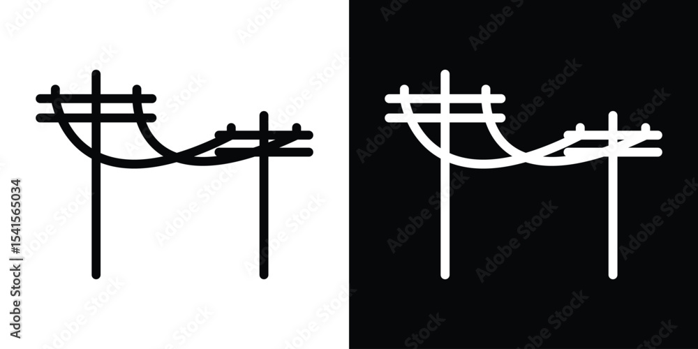 Poster utility pole icon design. simple stroke line vector icon set