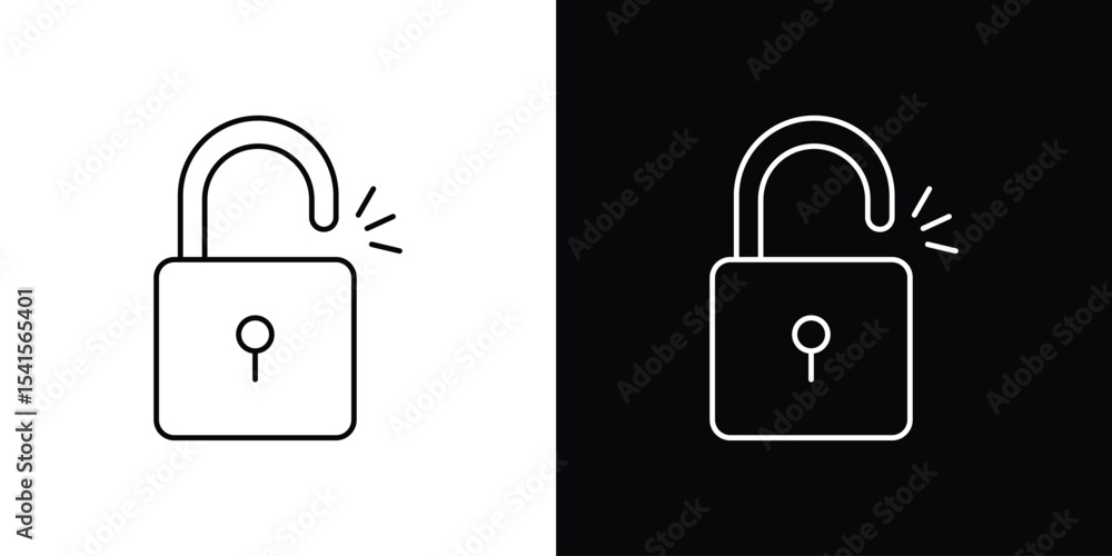 Poster unlock icon design. simple stroke line vector icon set