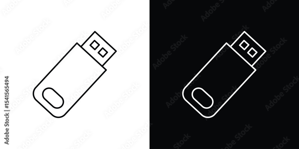 Poster usb pendrive icon design. simple stroke line vector icon set