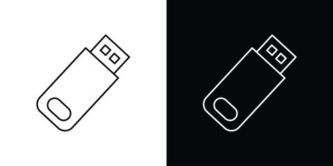 USB pendrive icon design. simple stroke line vector icon set