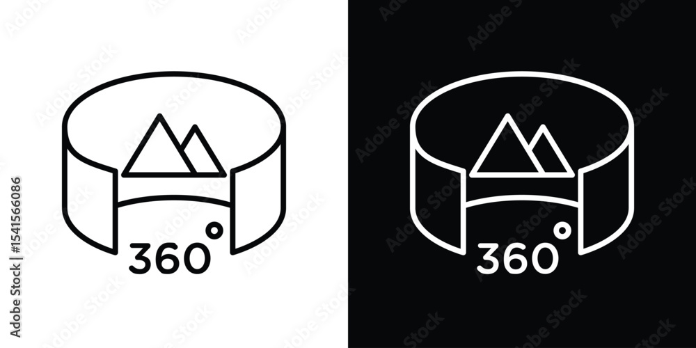 Poster tour virtual icon design. simple stroke line vector icon set