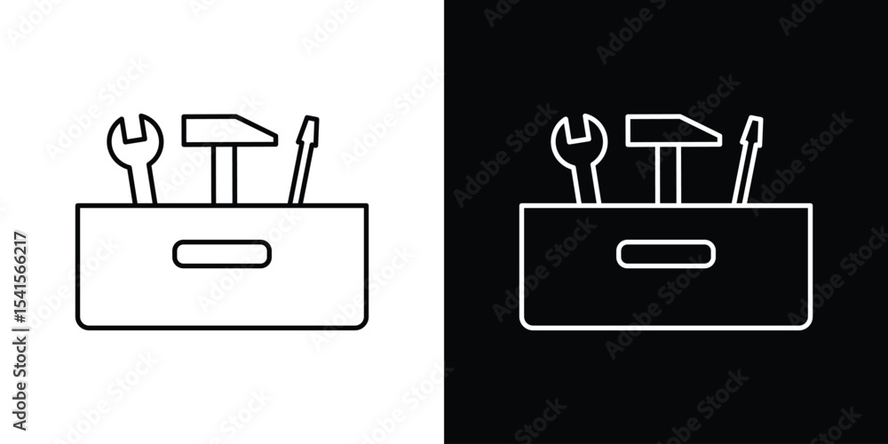 Poster toolbox icon design. simple stroke line vector icon set
