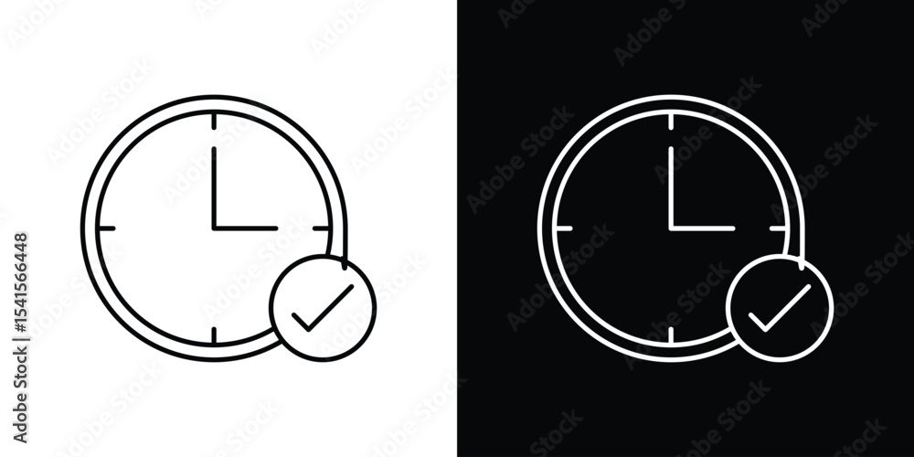 Poster time check icon design. simple stroke line vector icon set