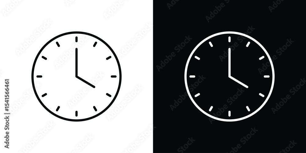 Poster time clock icon design. simple stroke line vector icon set