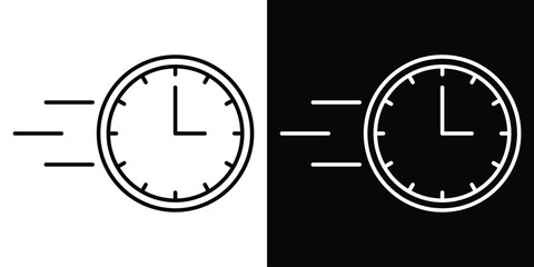 Time fast icon design. simple stroke line vector icon set