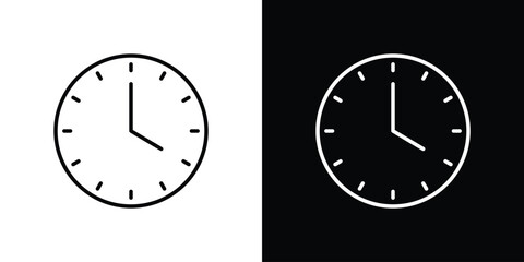 Time clock icon design. simple stroke line vector icon set