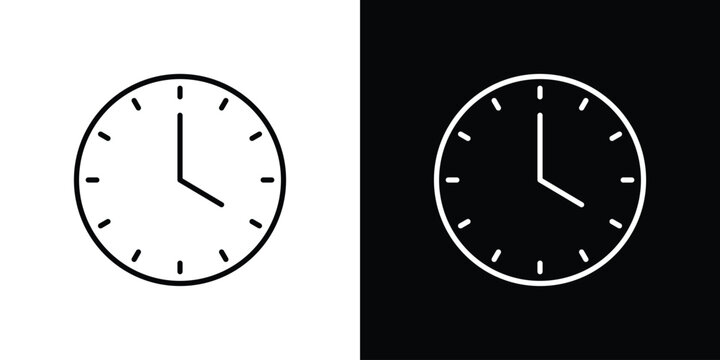 Time clock icon design. simple stroke line vector icon set