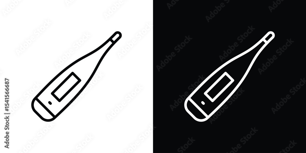 Poster thermometer icon design. simple stroke line vector icon set