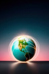 Glowing Earth Globe with Network Connections