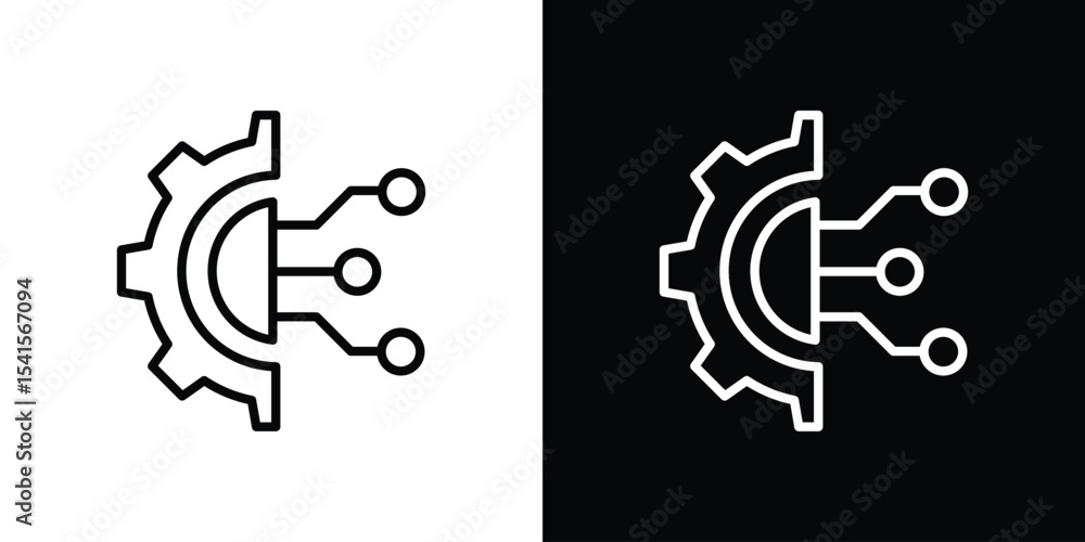 Poster technology icon design. simple stroke line vector icon set