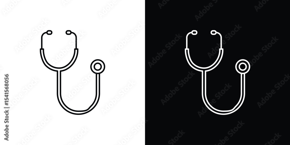 Poster stethoscope icon design. simple stroke line vector icon set