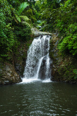 Fototapeta premium Green Scenic Tropical Waterfall In Vietnam