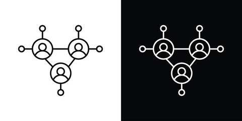 Social network icon design. simple stroke line vector icon set