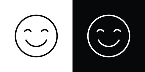 Smile icon design. simple stroke line vector icon set