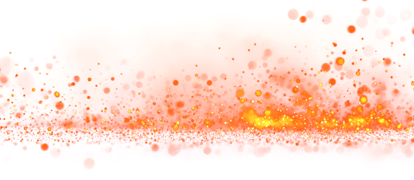 Flame effect PNG. Fire sparks on transparent background. Burning red hot sparks realistic fire flames. Flying up sparks, burning fire particles with smoke texture. Realistic flame effect.