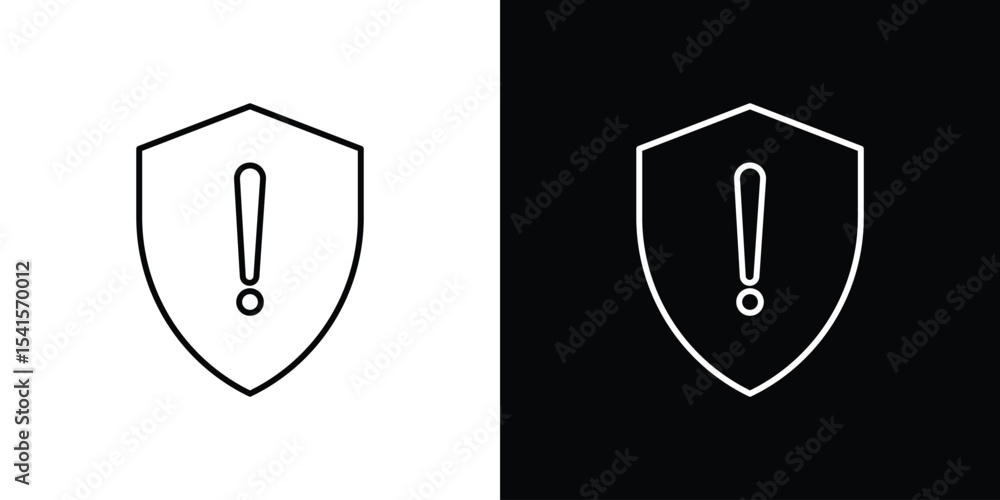 Poster shield exclamation icon design. simple stroke line vector icon set