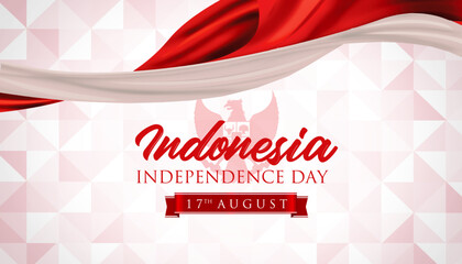 Abstract Indonesia patriotic background with realistic merah putih flag and Pancasila symbol. Best for 80th years Indonesia independence day 2025 background, banner, template, poster, backdrop