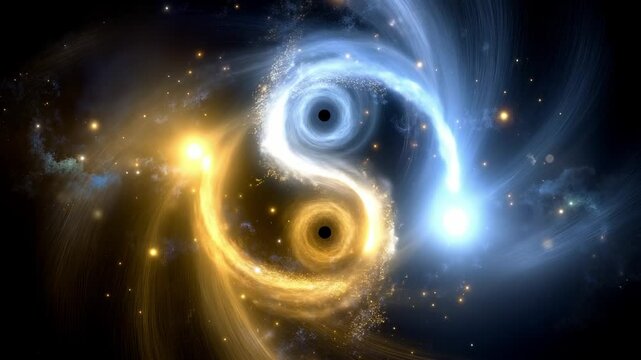 A yin and yang symbol in the middle of a black hole