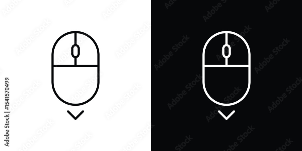 Aufkleber scroll down computer mouse icon design. simple stroke line vector icon set