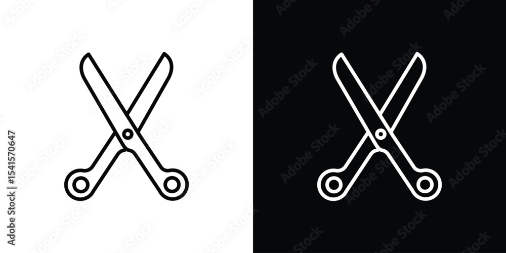 Poster scissors icon design. simple stroke line vector icon set