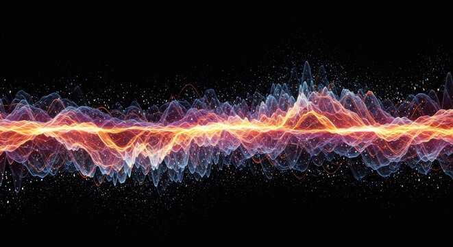 Fiery energy wave pulsates against a cosmic backdrop of twinkling stars - Powered by Adobe