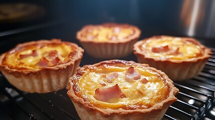 New mini quiche or breakfast muffin recipe of egg cheese ham hock