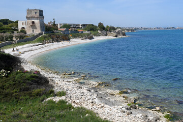 Obraz premium View at Torretta beach near Bisceglie on Italy beach near Biscelie on Apulia in Italy